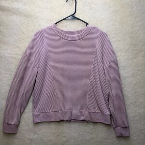 Simply Vera Vera Wang Ribbed Knit Drawcord Hem Pullover Top Purple Large